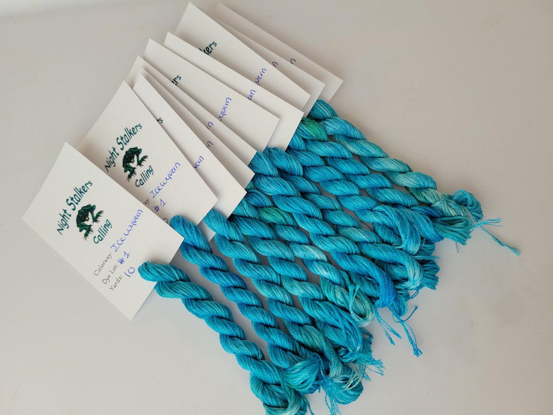 Ice Wyvern 6 Strand DMC Floss, Hand Dyed Thread, Variegated, Overdyed