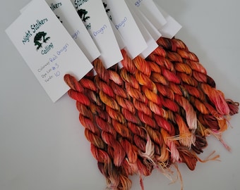 Red Dragon- 6 Strand DMC Floss, Hand Dyed Thread, Overdyed, Variegated, Cross Stitch, Embroidery