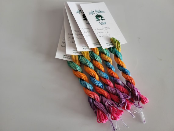 Over the Rainbow- March Mystery Color, Hand Dyed Floss, Variegated Thread, 6 Strand DMC, Cross Stitch, Embroidery