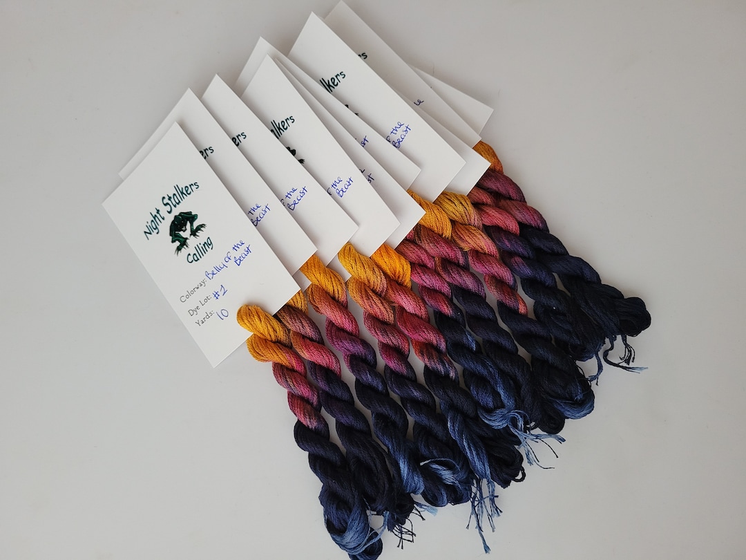 Belly of the Beast 6 Strand DMC Floss, Hand Dyed, Variegated, Overdyed