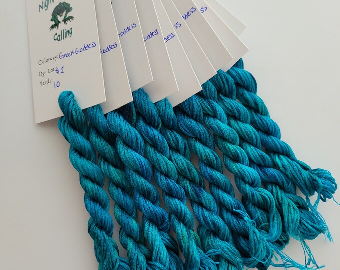Greek Goddess 6 Strand DMC Floss, Hand Dyed, Variegated, Overdyed
