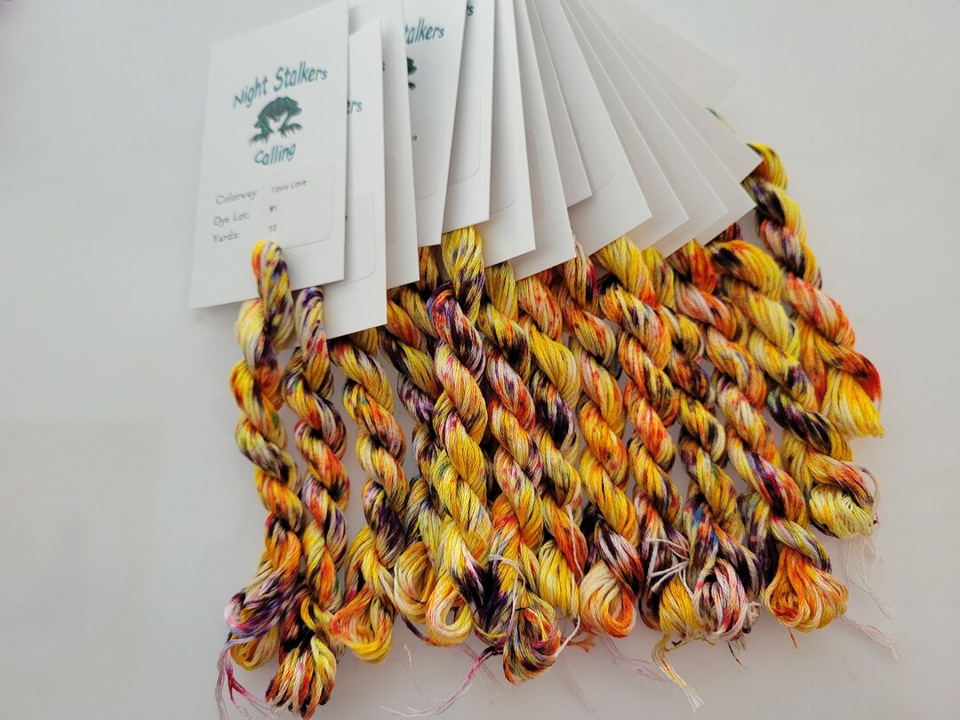 Toxic Love 6 Strand DMC Floss, Hand Dyed Thread, Variegated, Overdyed