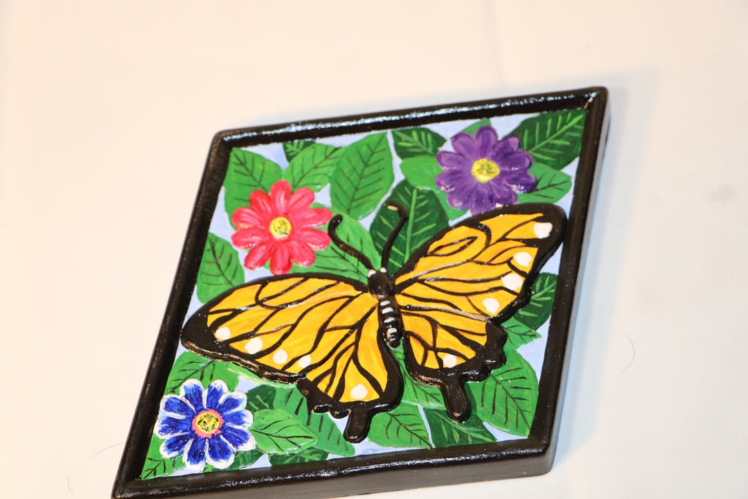 Ceramic Yellow Butterfly Wall Art Etsy