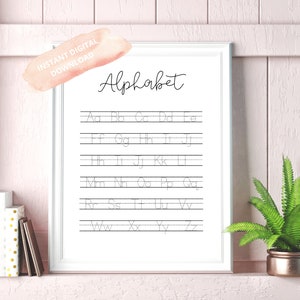 Printable Alphabet Letters Tracing Page, Simple Alphabet Practice, Alphabet Poster
