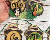 Safari Mickey Monthly Banner, Photo Banner Safari Mickey, Party Decoration Safari Mickey, Custom Party Safari Mickey