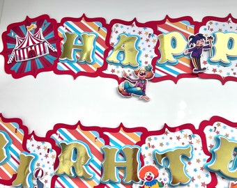 Circus Birthday Banner, Carnival Party Decorations, Circus Carnival Custom Banner, Carnival Banner High Chair, Circus Banner Happy Birthday