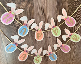 Easter Banner, Easter Party Decoration, Easter Holiday, Easter Party, Easter Rabbit Decor, Party Decor Easter, Easter garland