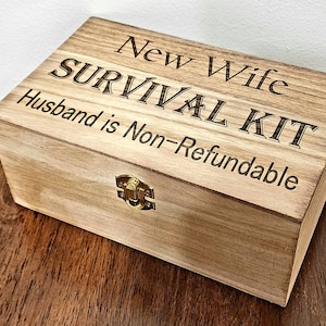 New Wife/Bride Survival Kit Box wood box with optional customization