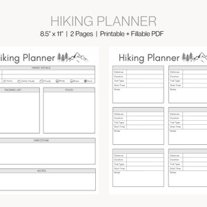 Hiking Planner, Trail Planner, Hiking Trip Itinerary Planner, Daily Hiking Planner, Fillable Hiking Planner, Everyday Trail Journal Planner