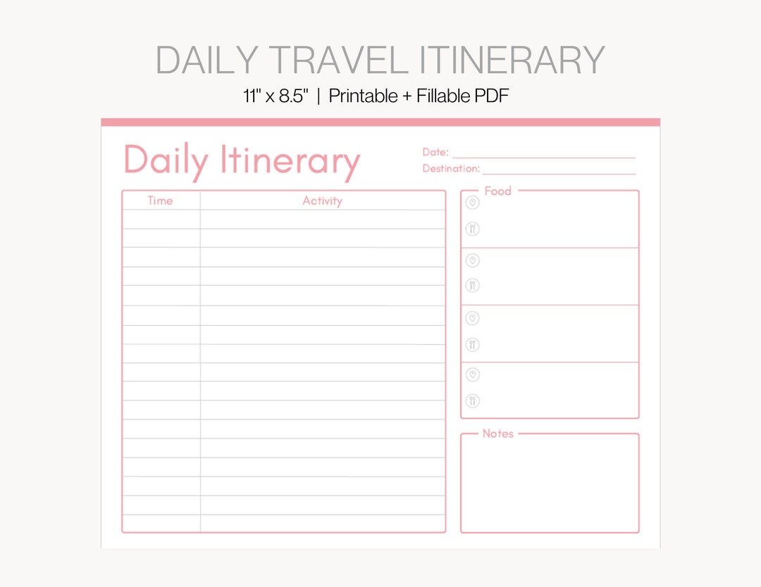 5 day travel itinerary template