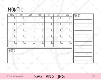 Calendar Svg for Cricut - Etsy