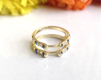 Sapphire & Diamond Enhancer, 14K Gold Finish Wrap Ring For Women, Wedding Ring Guard, Enhnacer Ring, Ring Guards Spacers, Sapphire Ring