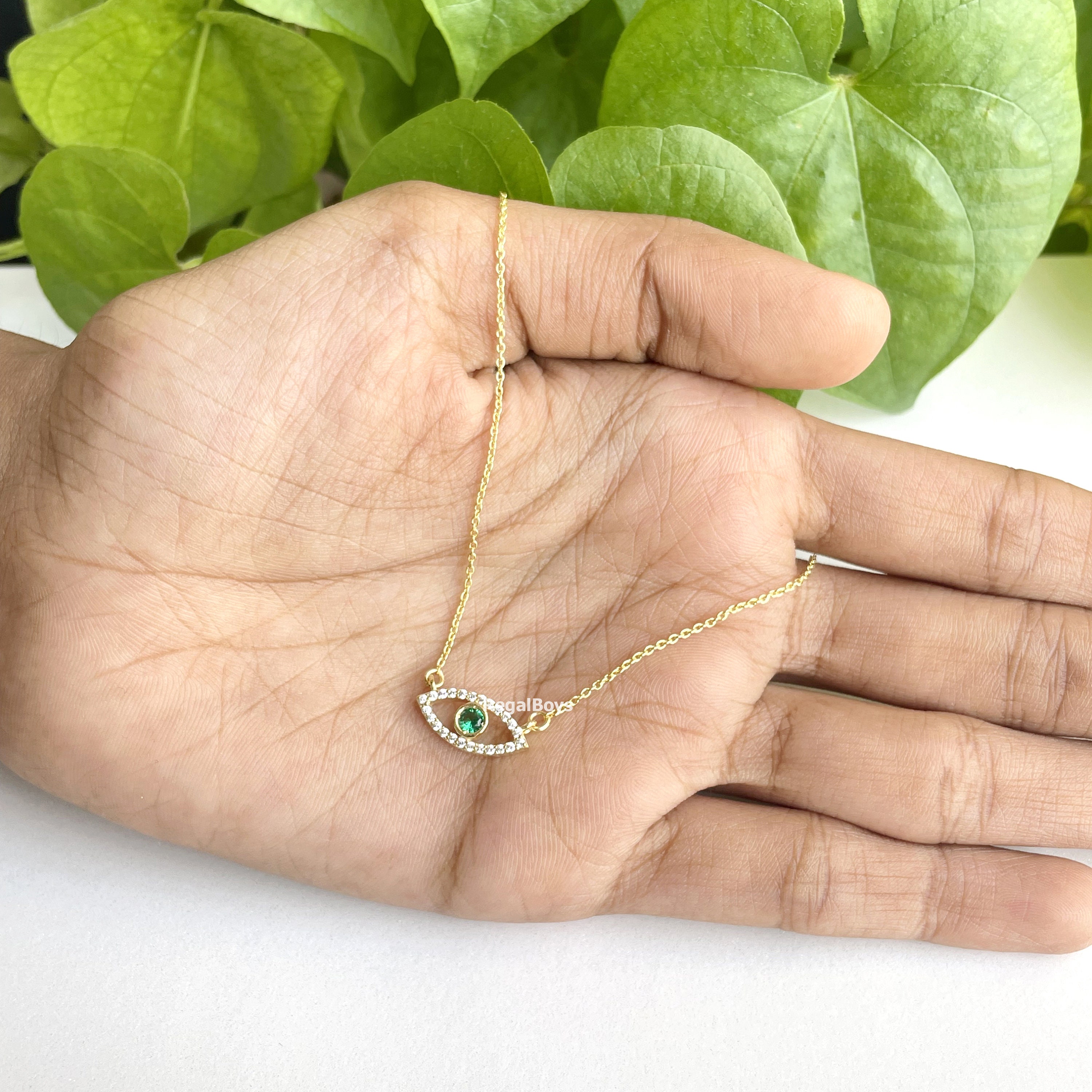 Beautiful green evil eye necklace