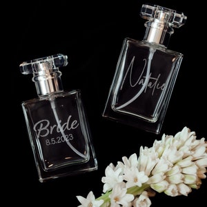 Personalized Engraved Perfume Bottles | Glass | Wedding Day Perfume | Bridesmaid Gifts | Bride Details