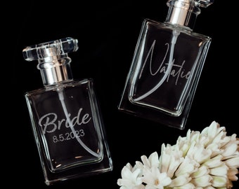 Personalized Engraved Perfume Bottles | Glass | Wedding Day Perfume | Bridesmaid Gifts | Bride Details