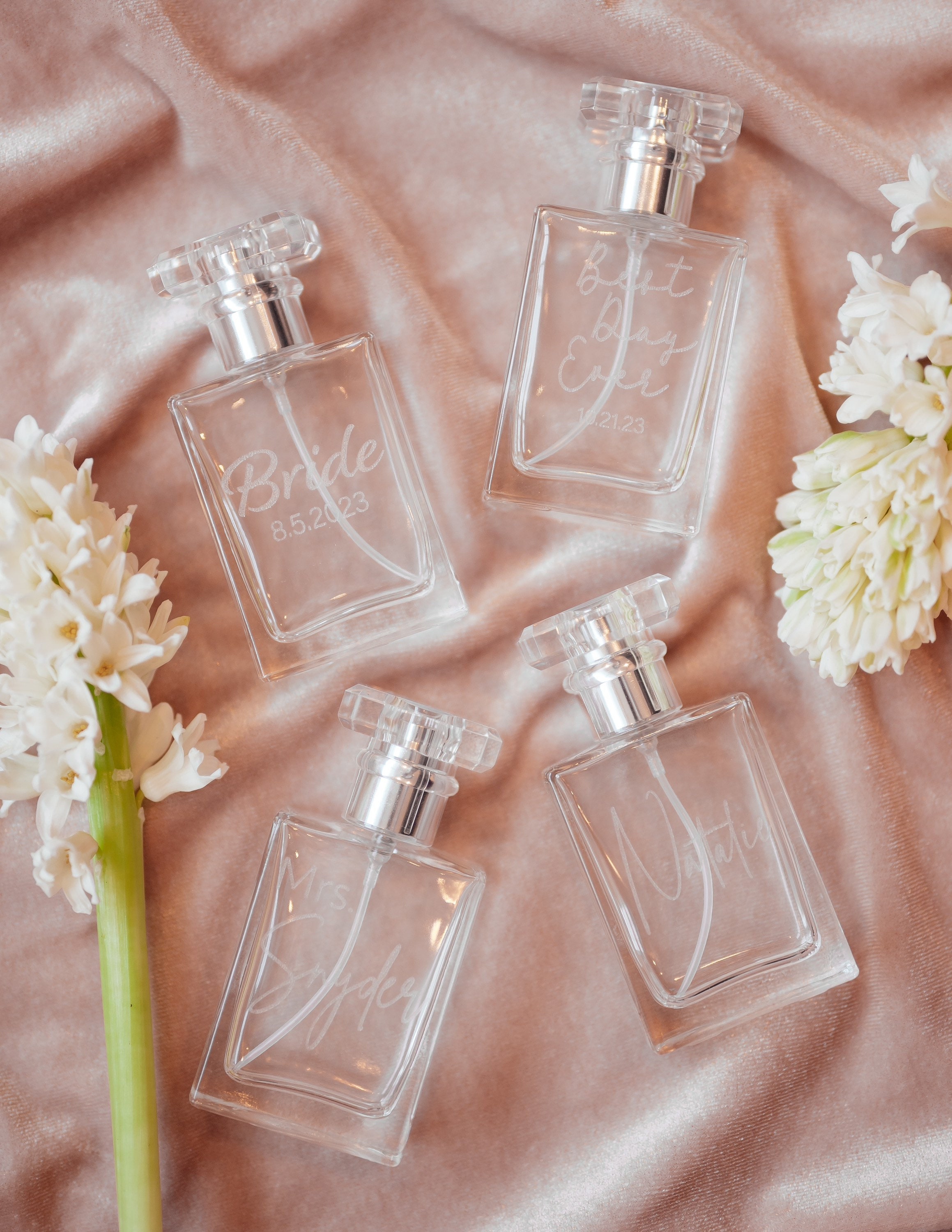 Personalized Engraved Perfume Bottles Glass Wedding Day Etsy