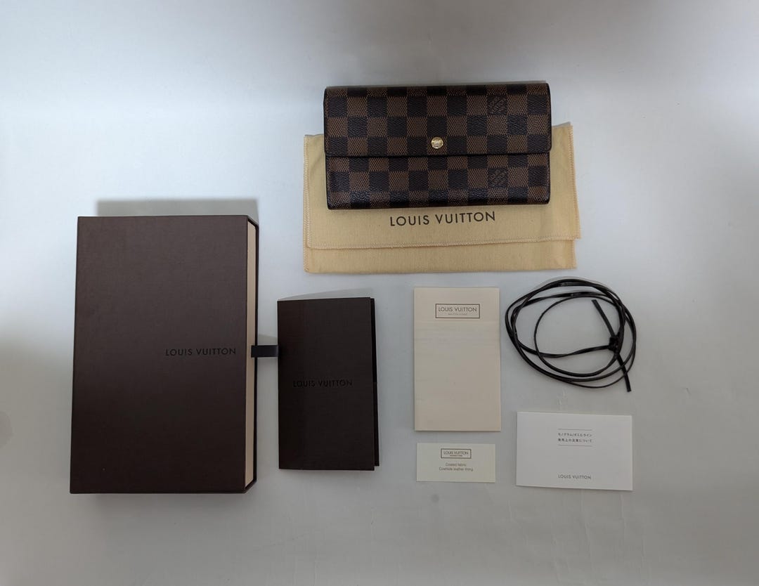 本物 ルイ・ヴィトン ダミエ ポルトフォイユ・サラ 長財布 ブラウン
