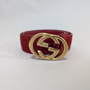 Vintage Gucci Luxurious Red Suede Belt 65-26 Made In Italy