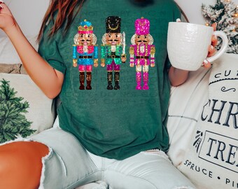 Preppy Nutcracker ||  Faux Sequin || Christmas PNG ||  Retro Design || Sublimation Design || Digital Download || PNG File|| Festive