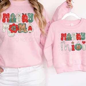 Merry Mama || Merry Mini ||  Faux Sequin || Christmas PNG ||  Retro Design || Sublimation Design || Digital Download || PNG File|| Festive