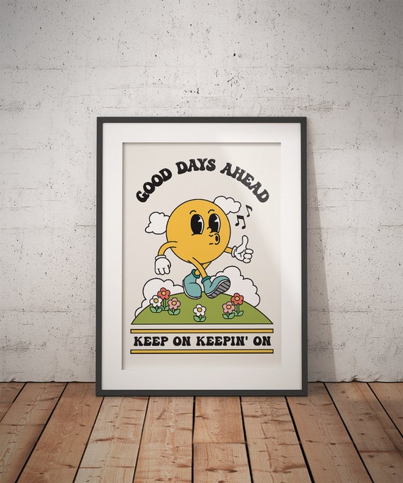 Retro-Poster "Good Days Ahead" – Wandkunst In Pastellfarben, 30,5 X 40,6 Cm, Positiver Spruch