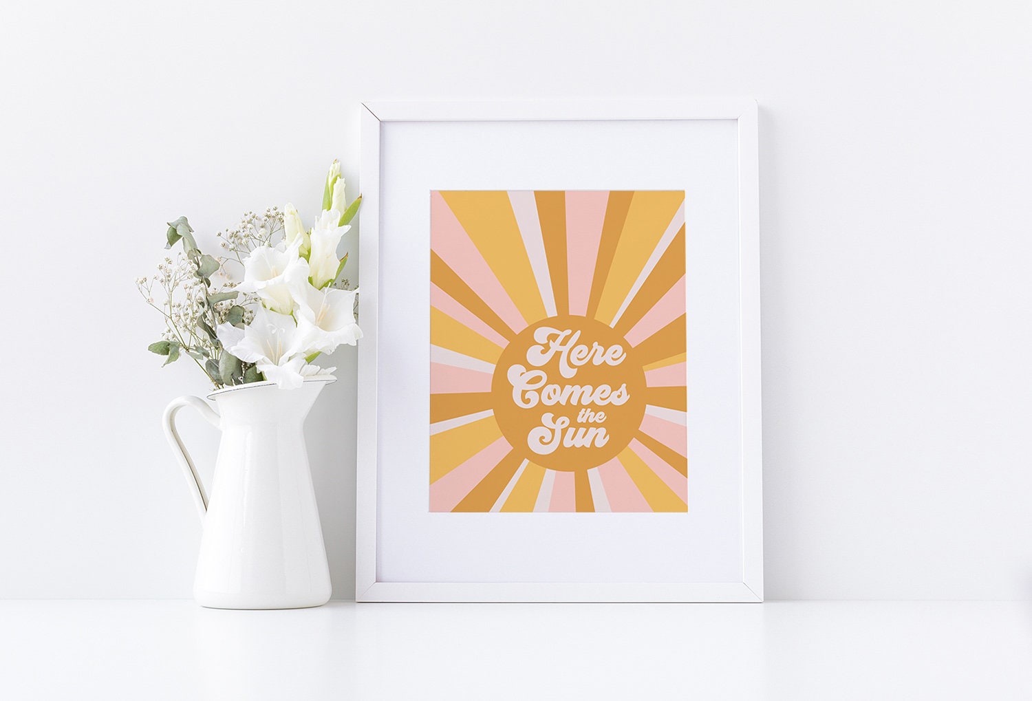 Here Comes the Sun Wall Decor Art Print, Retro Aesthetic