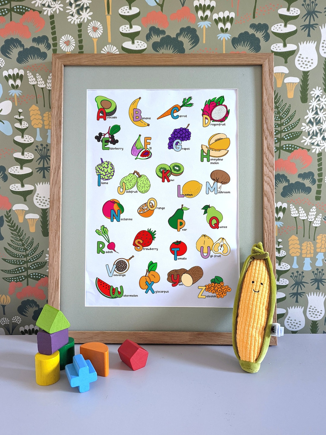 Illustrated Fruit and Vegetables Alphabet Print - Etsy Österreich