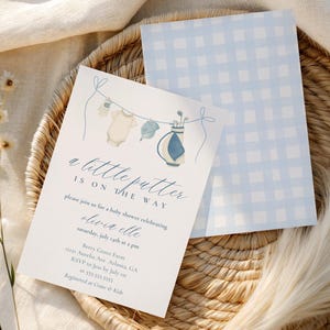 Golf Baby Shower Invitation - Blue Gingham Golf Cart Boy Baby Shower - Invite Editable Template