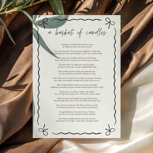 PRINTABLE Bridal Shower Basket of Candles - Basket of Candles Wedding Poem PDF - Bridal Shower Candle Poem - Bridal Shower Candles with Poem