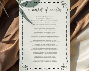 PRINTABLE Bridal Shower Basket of Candles - Basket of Candles Wedding Poem PDF - Bridal Shower Candle Poem - Bridal Shower Candles with Poem