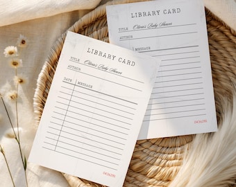 Consejos para baby showers con tarjetas de biblioteca - Decoraciones para baby showers con temática de libros de cuentos - Juego de consejos para padres para baby showers con temática de libros de cuentos - Baby shower con temática de libros