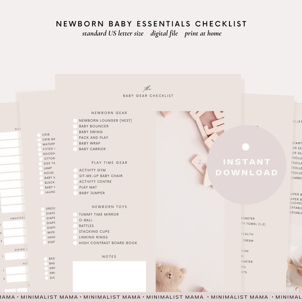 Minimalist Newborn Essentials Checklist, Baby Essentials Checklist, Newborn Must-Haves, Baby Checklist, Newborn Checklist