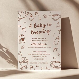Cafe Bebe Baby Shower Invitation Boy Girl Gender Neutral Canva Digital Template Coffee Theme Invite A Baby Is Brewing Editable Baby Sprinkle