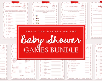 Cherry On Top Baby Shower Games - PRINTABLE Cherry Themed Baby Shower Bundle - She’s the Cherry On Top Baby Party Games - Cherry Game Bundle