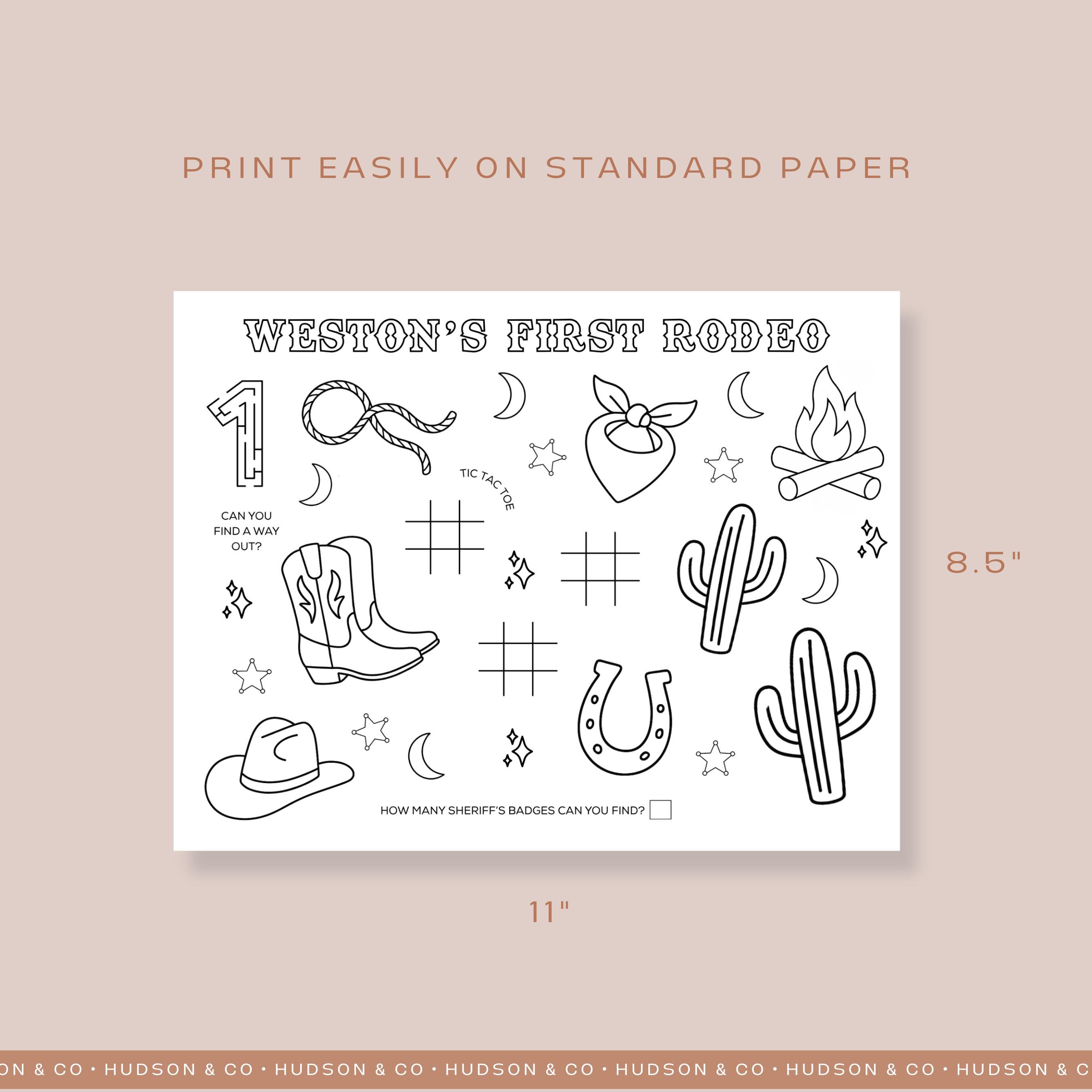 First Rodeo Coloring Pages EDITABLE - CUSTOMIZABLE First Rodeo Placemat ...