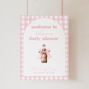 Plaque de bienvenue pour baby shower fille prête à éclater - plaque de bienvenue prête à éclater Shes - baby shower soda - plaque de bienvenue de baby shower prête à éclater Shes