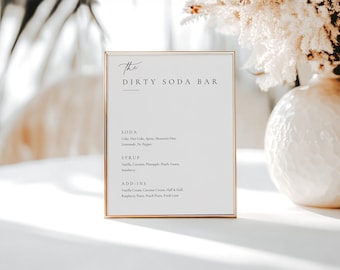 Dirty Soda Menü Vorlage Babyparty - EDITIERBARE Babyparty Zeichen - Alkoholfreie Soda Bar Dekor - Soda Bar Getränkekarte Baby Shower Schild