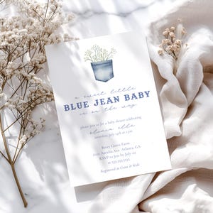 Blue Jean Cowboy Baby Shower - Blue Jean Baby Shower Invite Template - Blue Jean Baby Boy Baby Shower - Blue Jean Baby Shower Theme