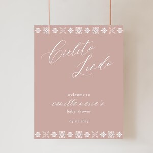 Cielito Lindo Baby Shower Welcome Sign - Pink Talavera Baby Shower Sign - Mexican Baby Shower - Instant Download - Editable Template