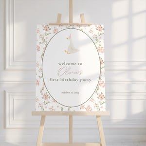 One Silly Goose Welcome Sign - EDITABLE Girl One Silly Goose Sign - One Silly Goose Birthday Decorations - Silly Goose Birthday Welcome Sign