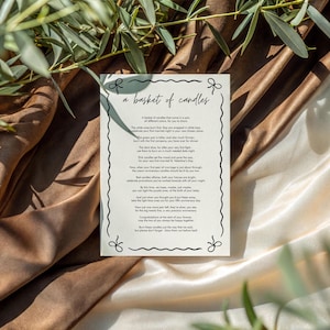 PRINTABLE Bridal Shower Basket of Candles - Basket of Candles Wedding Poem PDF - Bridal Shower Candle Poem - Bridal Shower Candles with Poem