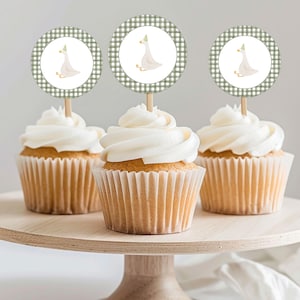 One Silly Goose Birthday Cupcake Toppers for a Goose First Birthday, Green Silly Goose 1st Birthday, Goose Party Decor