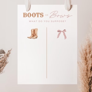 Boots Or Bows Gender Reveal Poster - EDITABLE Western Gender Reveal Template - Boots or Bows Gender Guess - Boots or Bows Gender Reveal Vote