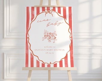 Italian Baby Shower Welcome Sign Decorations Ciao Bambino Baby Amalfi Italy Theme Boy Girl Gender Neutral Baby Sprinkle Decor Canva Template