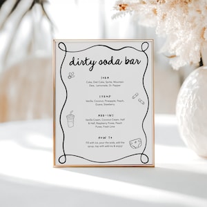 Dirty Soda Menu Template Baby Shower - Non-Alcoholic Soda Bar Decor - Soda Bar Drink Menu Baby Shower Sign - EDITABLE Baby Shower Sign
