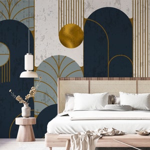 Gold Detailed Arch Wallpaper, Headboard Wallpaper, Adhesive Pretty Wallpaper Art, Customizable Mural, Peel and Stick, Wallpaper Mural, Decor