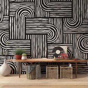 Linear Geometrical Wallpaper- Style And Design Wallposter- Livingroom Decor- Styles and Designs Mural- Stickers- Peel and Stick - Home Gift