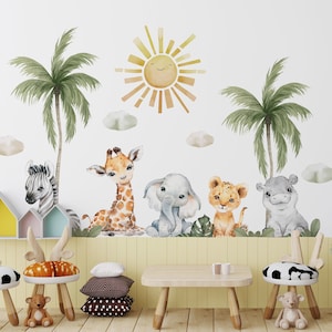 SAFARI ANIMALS Stickers, Nursery Room Decor, Peel and Stick Animals Wallpaper, Sweet animals Wall Stickers, Nursery Decals,