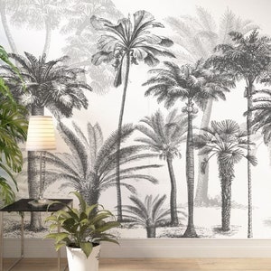 Jungle Living Room Decor- Peel and Stick- Palm Trees- Tropical Wallpaper- Home Decor- Home Gifts- Personalized Gifts- Minimalist-Custom Size