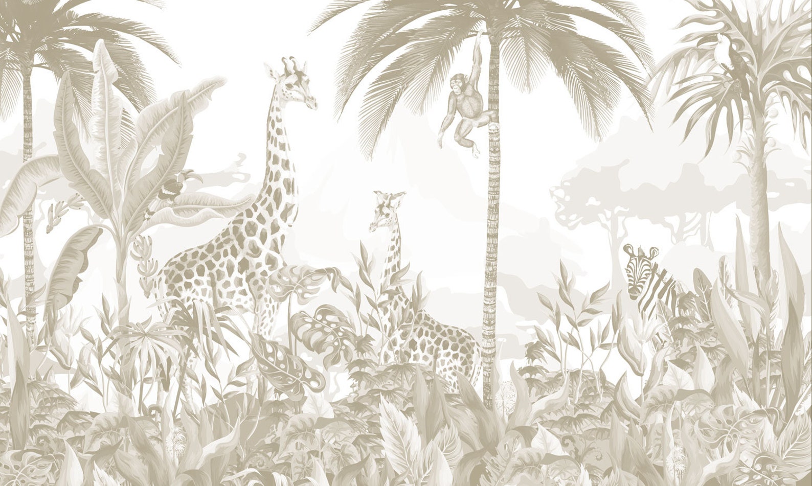Kids Safari Jungle Animals Wallpaper , Peel and Stick Giraffe Nursery ...